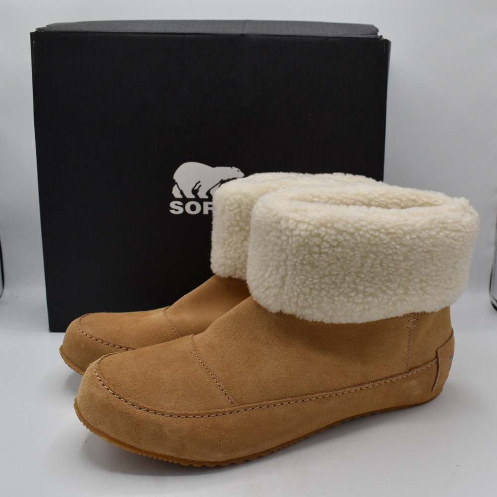 Sorel Womens Size 11 Go Stumptown Tawny Buff Faux Fur Lined Booties Boots Shoes